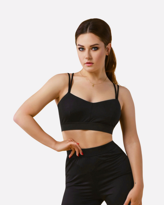 AKIO Yoga and Pilates top in black