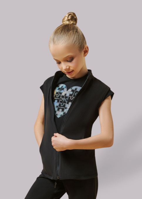 ASPEN children’s fleece ballet warm-up vest front view