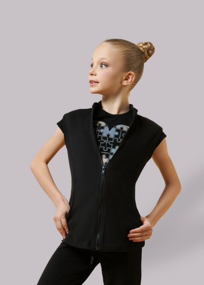 ASPEN girls dance warm-up vest side view