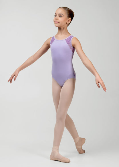 MIMI children's ballet leotard with flocked mesh