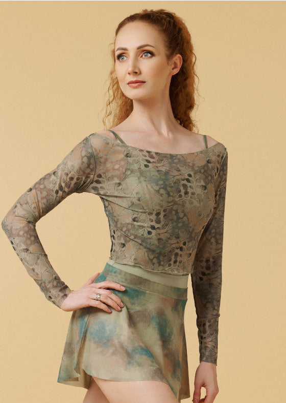 MIRALI Forest printed mesh top for ballet and dance
