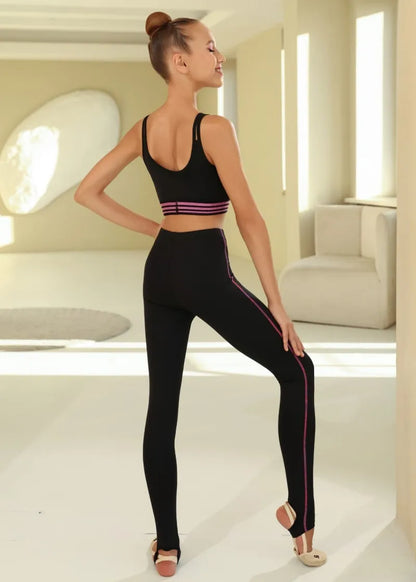 NELLY Stripe rhythmic gymnastics leggings with stirrup