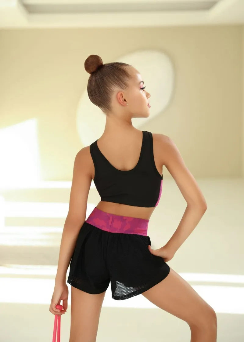 SILVIA double-layer mesh rhythmic gymnastics shorts
